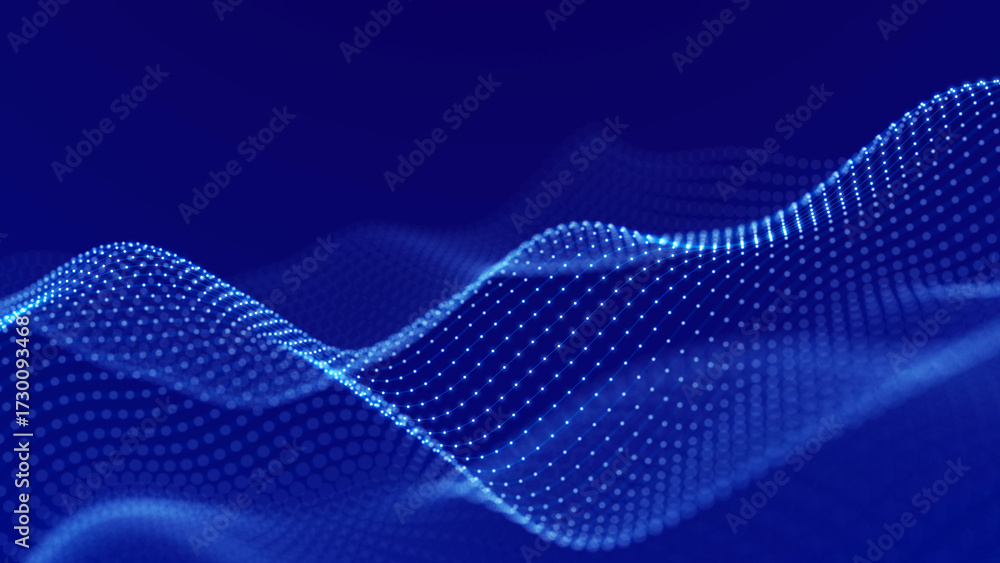 Fototapeta premium Futuristic wave with points. Big data. Dynamic wave background. 3d rendering