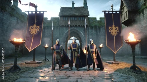 Historical Video Castle Courtyard Guards