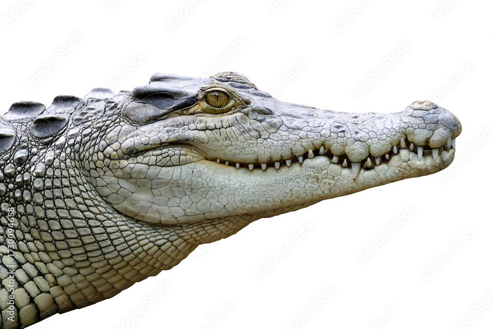 Obraz premium Crocodile face transparent background symbol of danger and wildlife