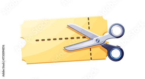 Scissors cutting a discount coupon