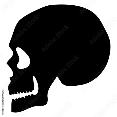 Símbolo pirata. Logo para Halloween. Icono con silueta de calavera humana para felicitaciones y tarjetas