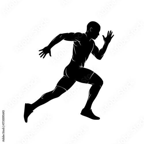 Vector art of silhouette of a runner, capturing the essence of speed and agility, showcasing the human form in motion, highlighting athleticism and determination