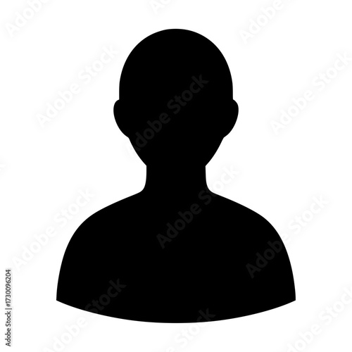 Vector art of silhouette of a persons head and shoulders, , representing anonymity, privacy, or a placeholder for an individuals identity