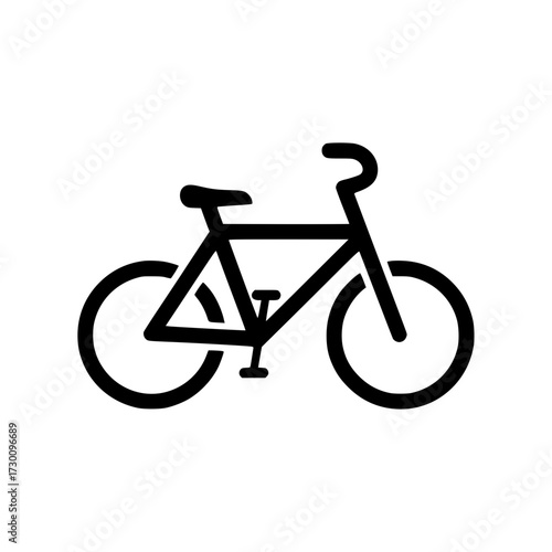 Vector art of a minimalist black bicycle illustration, , showcasing the classic design of a twowheeled vehicle with a simple frame, seat, and handlebars