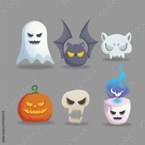Set of cute cartoon Halloween characters