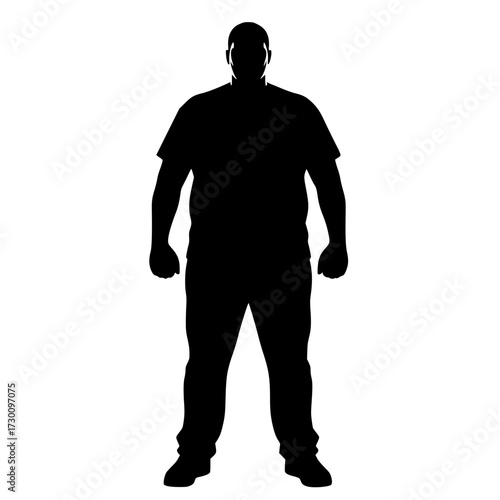 Vector art of a black silhouette of a man, standing tall and strong, representing human presence, individuality, and the potential for greatness and achievement