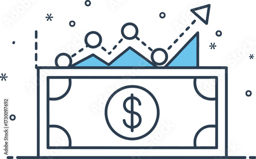 Money growth trending upwards showcasing financial performance and achieving business goals, wealth creation