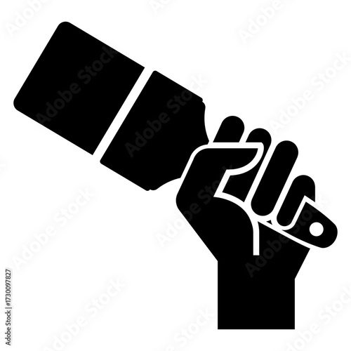 Logo pintor. Icono silueta de mano con brocha 
