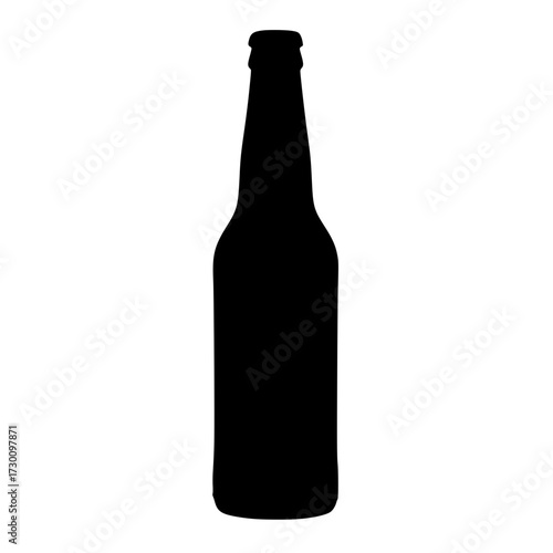 Vector art of silhouette of a beer bottle, capturing its iconic shape and form, commonly associated with refreshment and social gatherings