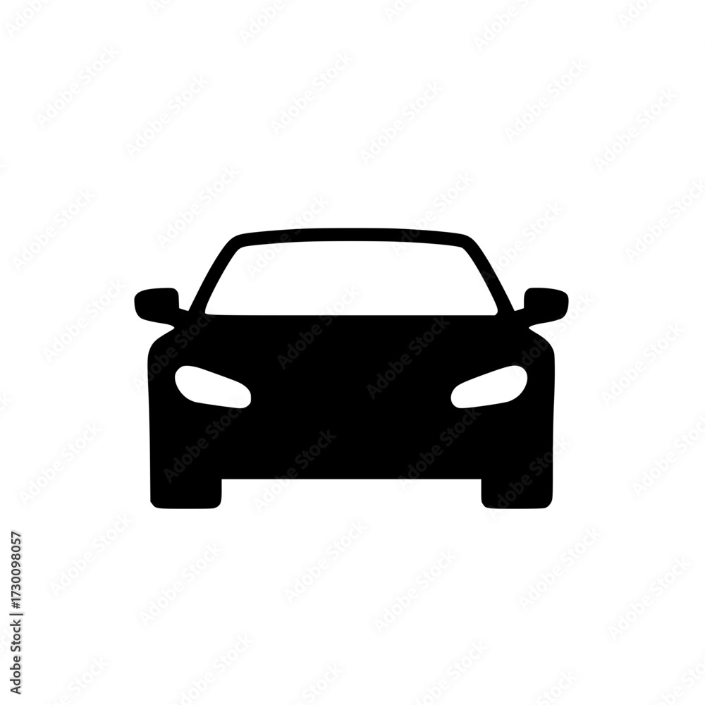 Obraz premium Vector art of a sleek, black car icon, symbolizing transportation, automotive design, and modern vehicle aesthetics in a minimalist and universally recognizable form