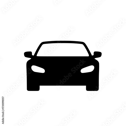 Vector art of a sleek, black car icon, symbolizing transportation, automotive design, and modern vehicle aesthetics in a minimalist and universally recognizable form