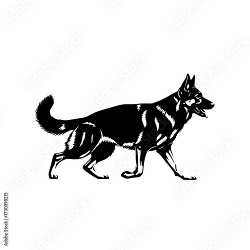 Vector art of silhouette of a dog a striking vector illustration showcasing a canine with a distinctive breed profile, ideal for petrelated designs and illustrations