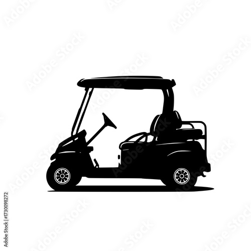 Vector art of silhouette of a golf cart a sleek and modern vehicle designed for leisurely rides on the green, offering convenience and style for golfers