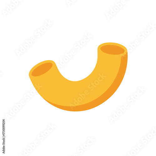 Single elbow macaroni, yellow-orange, against a white background