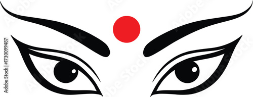 Powerful Eyes of Durga a Symbol of Strength and Protection Depicting Divine Femininity and Inner Vision with a Red Bindi