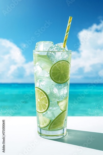 cocktail with lime and ice