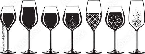  Hand Sketched Wine Glass Vector Collection – Goblets, Flutes, and Drinkware for Bars and Restaurants