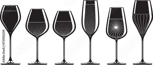  Hand Sketched Wine Glass Vector Collection – Goblets, Flutes, and Drinkware for Bars and Restaurants