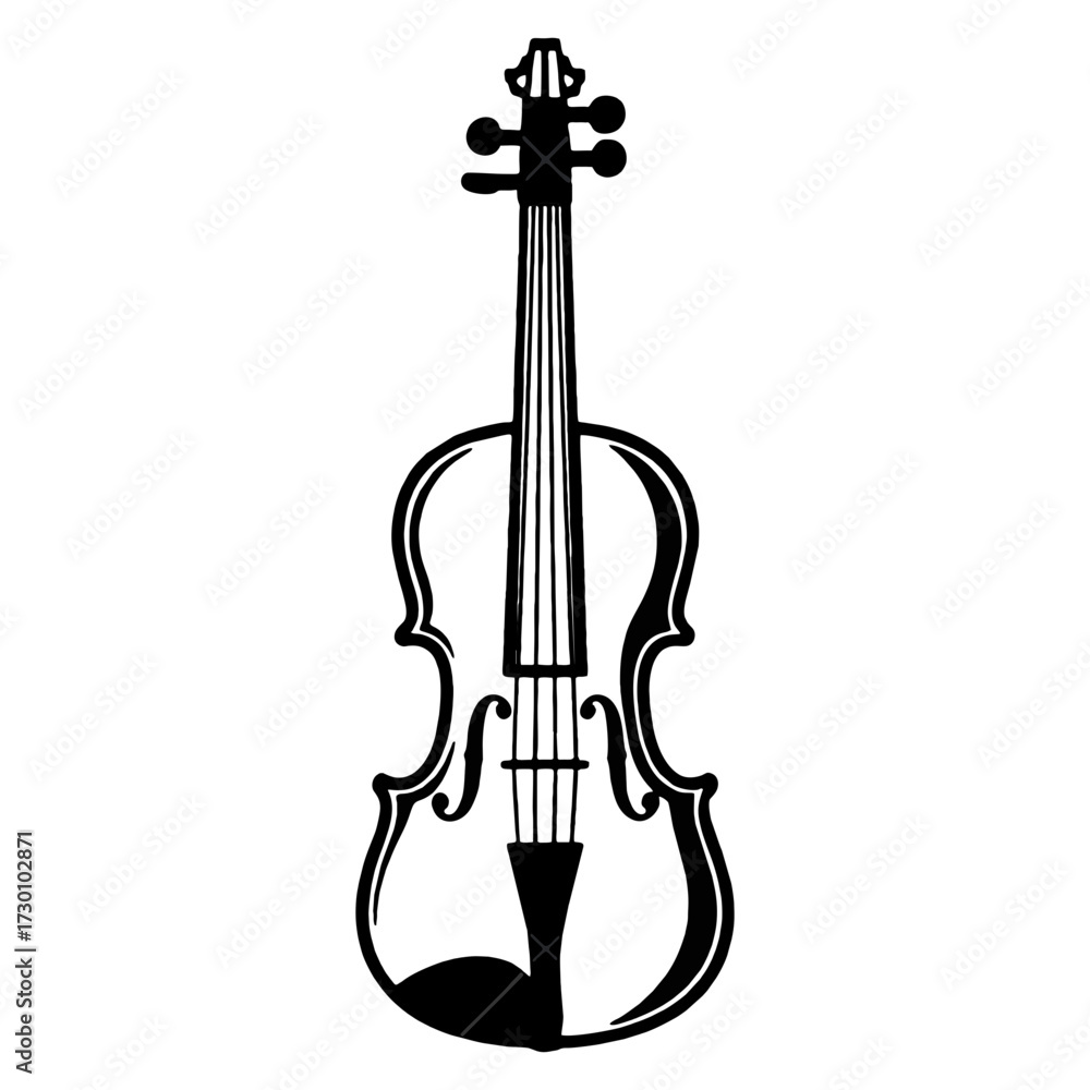 Fototapeta premium Black and White Violin Silhouette Vector