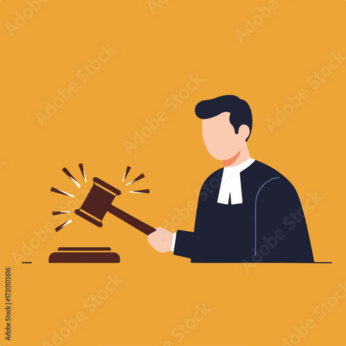 Cartoon judge bangs gavel