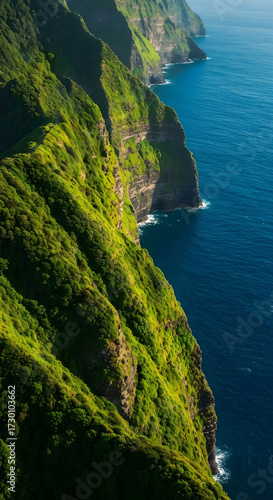 Wallpaper Mural Steep green cliffs above ocean Torontodigital.ca