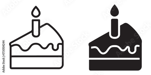 Birthday Cake Slice with Candle Icon Design Vector Illustration