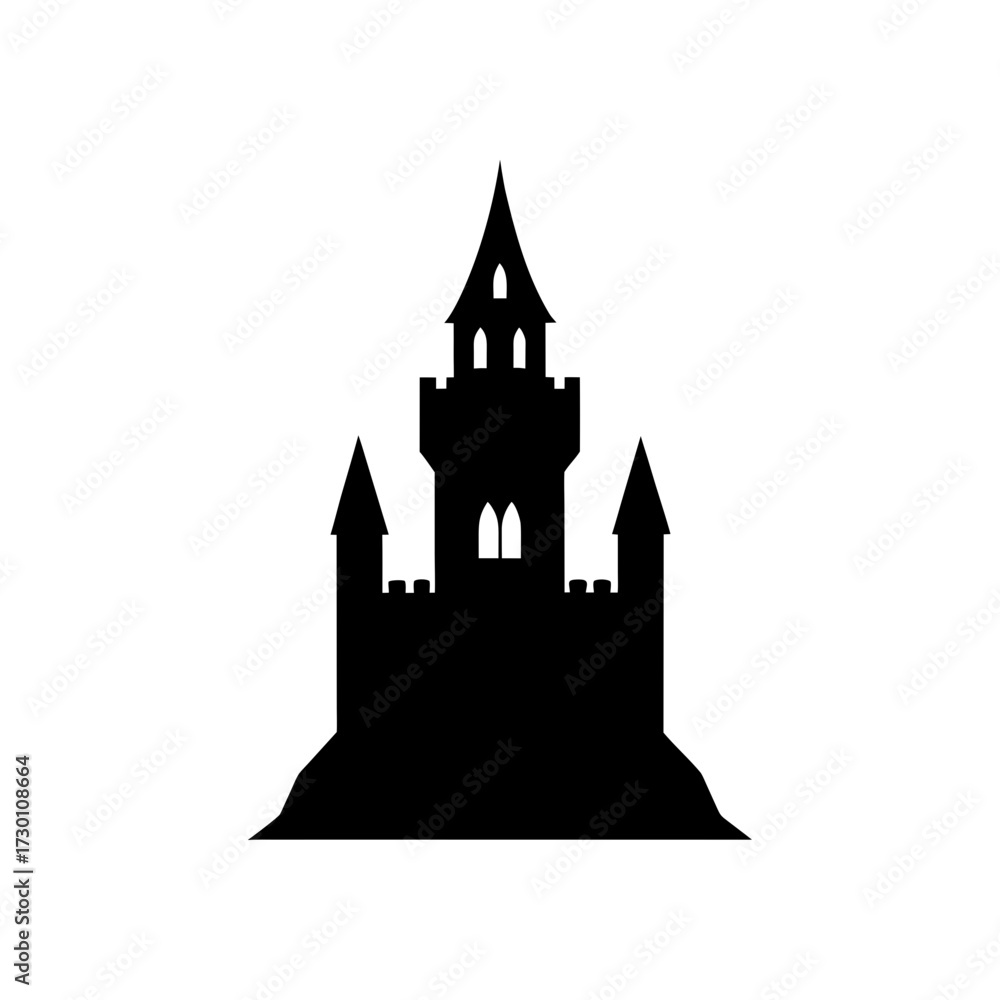 Obraz premium castle tower icon black silhouette vector illustration on transparent background