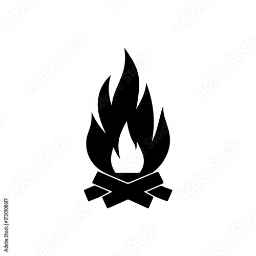 campfire icon black silhouette vector illustration on transparent background