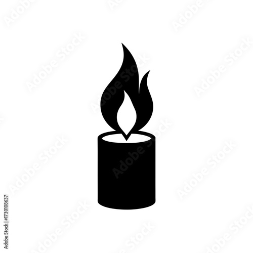 candle flame icon black silhouette vector illustration on transparent background