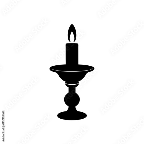 candle holder icon black silhouette vector illustration on transparent background