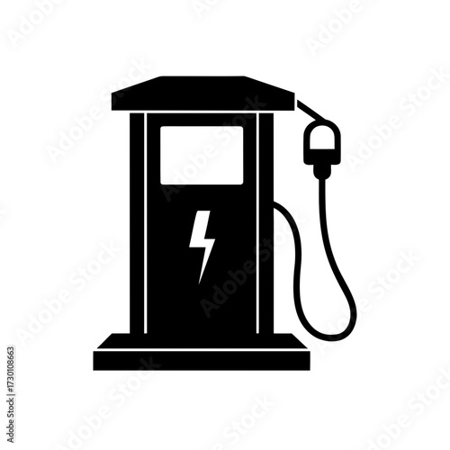 charging station icon black silhouette vector illustration on transparent background