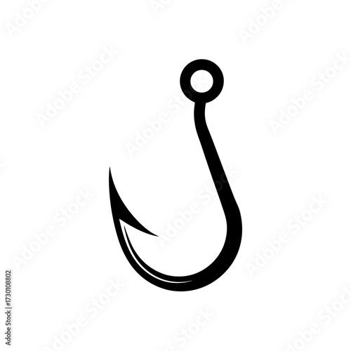 fishing hook icon black silhouette vector illustration on transparent background
