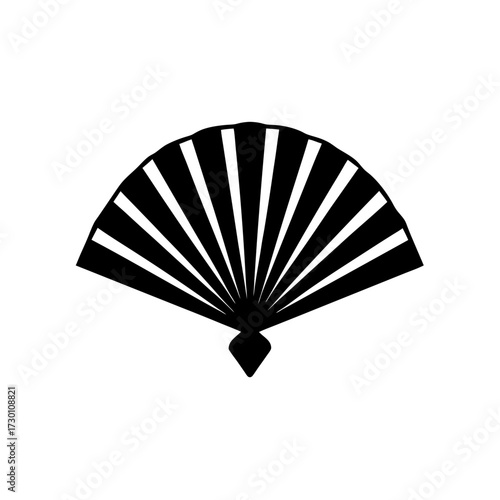 folding fan icon black silhouette vector illustration on transparent background