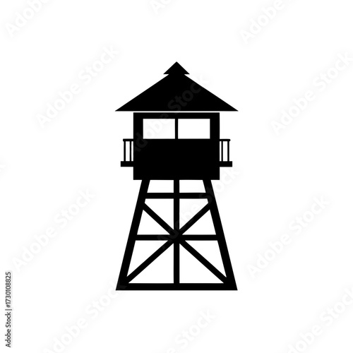 guard tower icon black silhouette vector illustration on transparent background