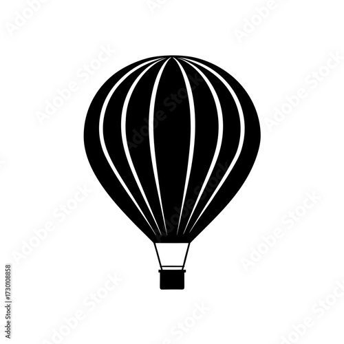 hot air balloon icon black silhouette vector illustration on transparent background