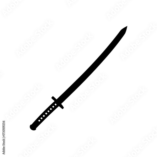 samurai sword icon black silhouette vector illustration on transparent background