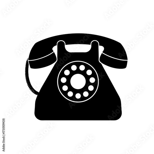 telephone icon black silhouette vector illustration on transparent background