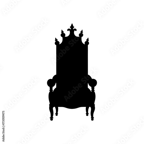throne chair icon black silhouette vector illustration on transparent background
