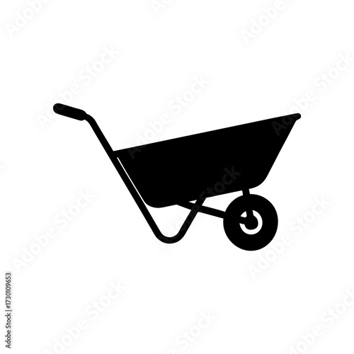 wheelbarrow icon black silhouette vector illustration on transparent background
