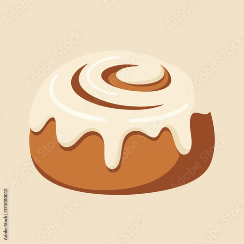 Stylized cinnamon roll with white frosting