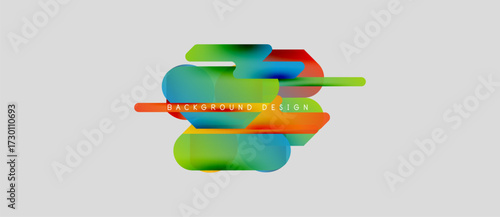 Abstract colorful shapes overlap, creating dynamic background design. Bright hues blend, offering modern visual appeal.