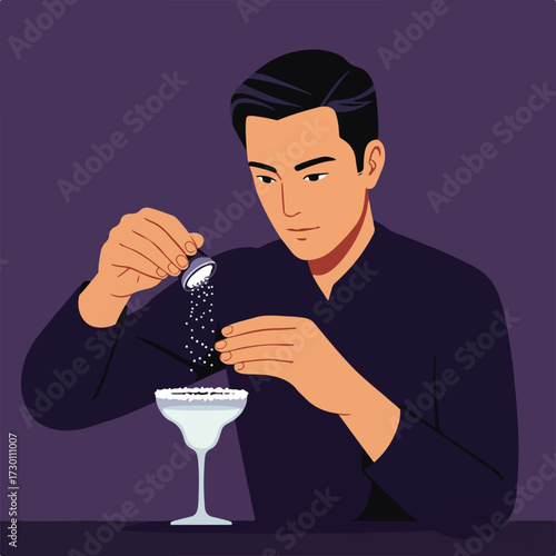 Man salting a margarita glass rim