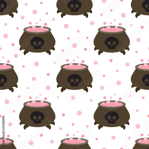 witch cauldron seamless pattern