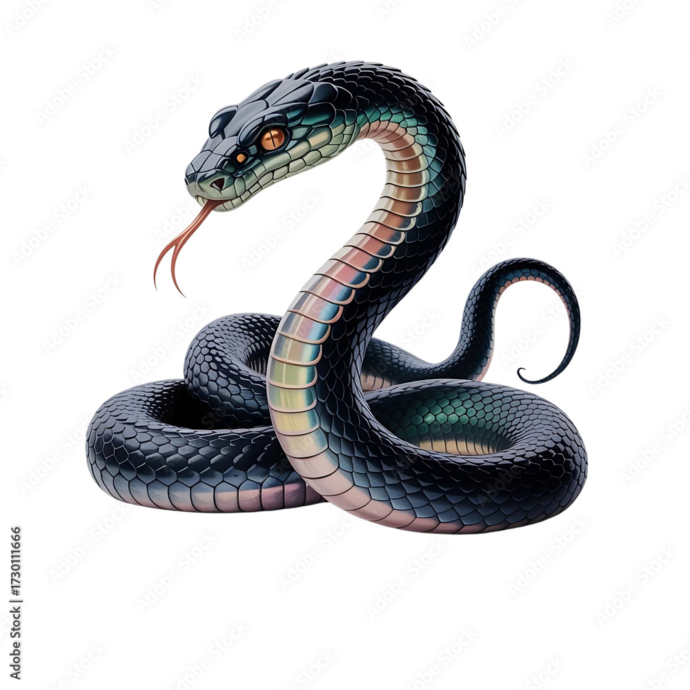 Obraz premium Detailed illustration of a coiled viper snake isolated on transparent background
