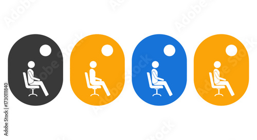 Four Ovals Each Containing a Silhouette of a Person Sitting on a Swivel Chair Representing Different Color Options