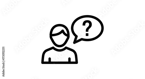 Illustrating a Person Pondering a Question or Seeking Information with a Thought Bubble Containing a Question Mark Symbol