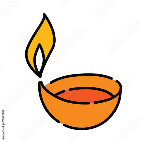 Simple Diya Oil Lamp with Flame