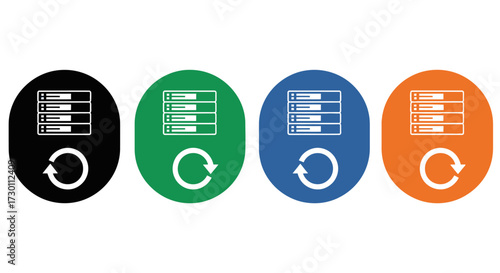 Four Circular Icons Representing Data Refresh or Update Processes in Different Colors