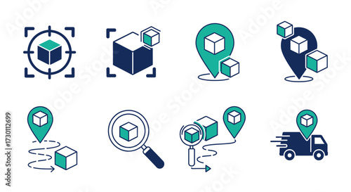 Logistics and Supply Chain Management Digital Icons Representing Tracking Shipping Delivery Warehousing and Fulfillment Processes
