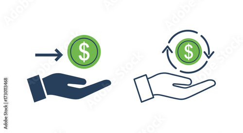 Visualizing Financial Concepts Such As Receiving Funds And Recurring Monetary Transactions Through Hand Gestures And Coin Symbols